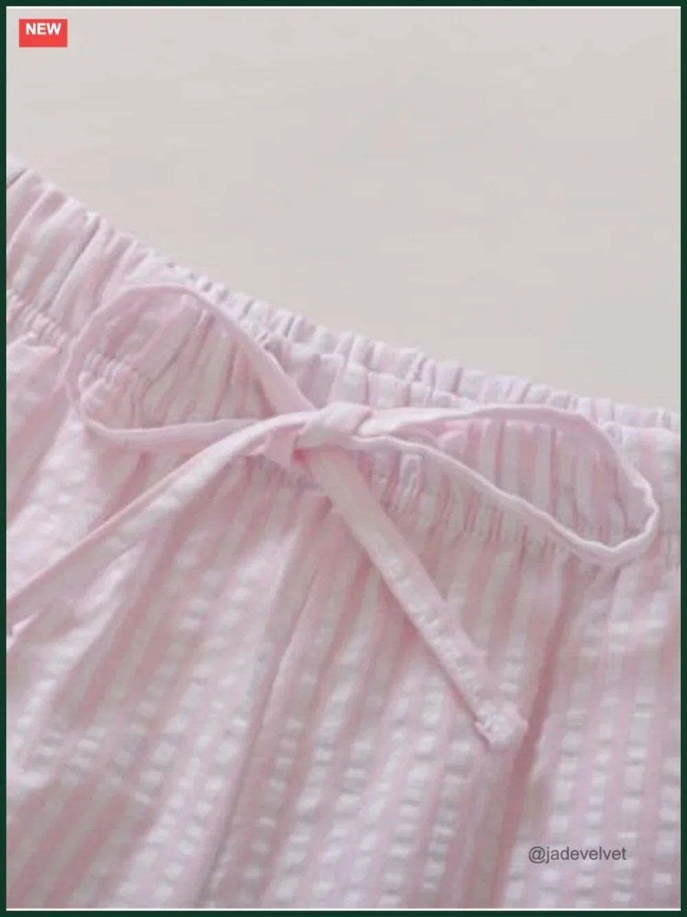 Cotton Seersucker Pajama Set Cami Top & Drawstring Shorts Lounge Sleepwear